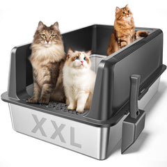 Zarler XXXL stainless steel litter box inside view showing ample space for cats