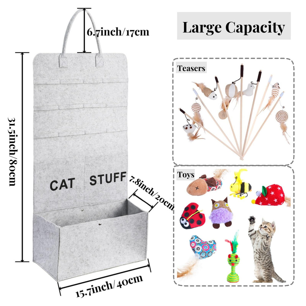 ZAVOOS large-capacity cat toy bag offers ample pockets for multiple wand toys.