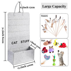 ZAVOOS large-capacity cat toy bag offers ample pockets for multiple wand toys.