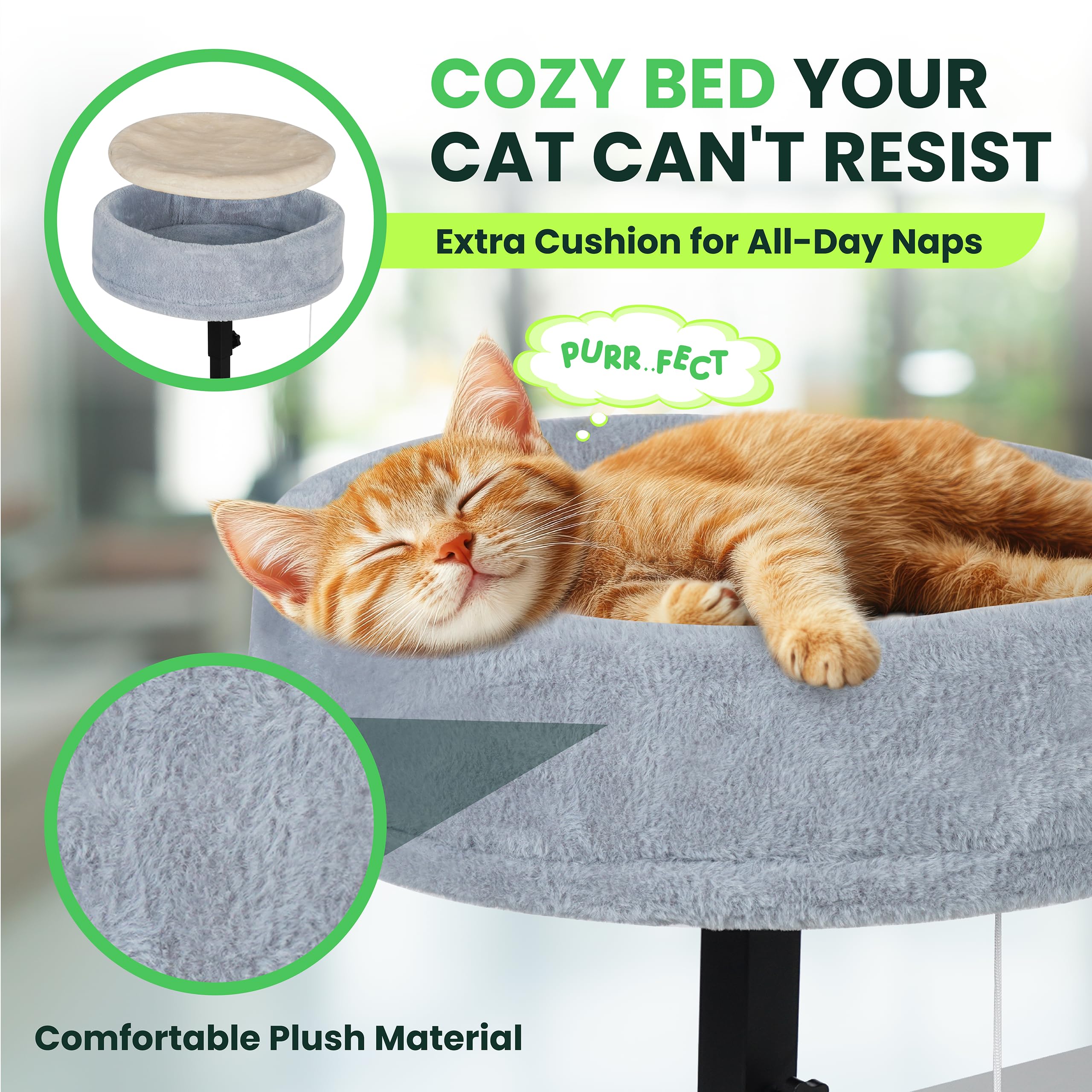 Zayana cat desk bed space-saving design frees desk area during work or gaming