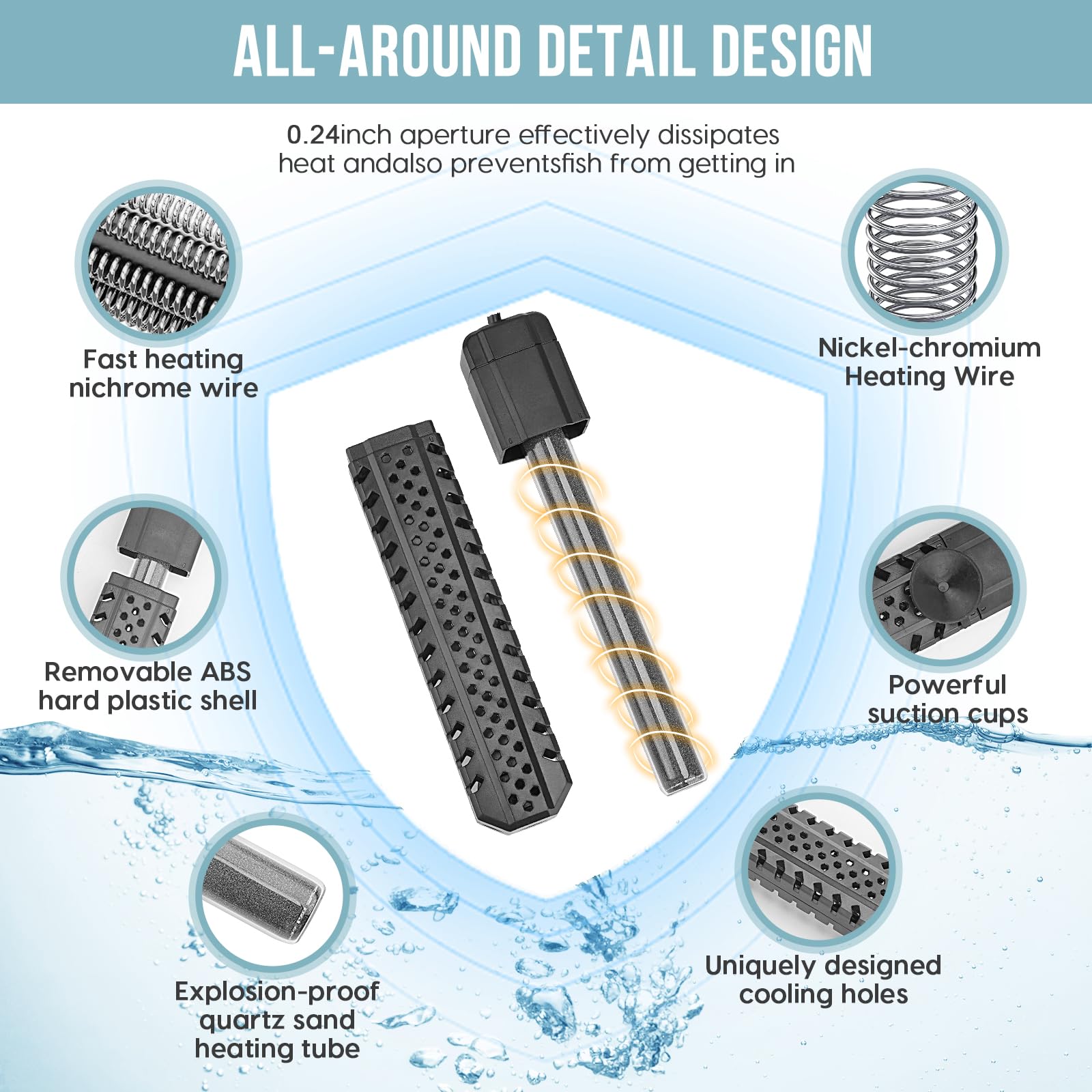 ZazaFi heater with strong suction cups for easy installation