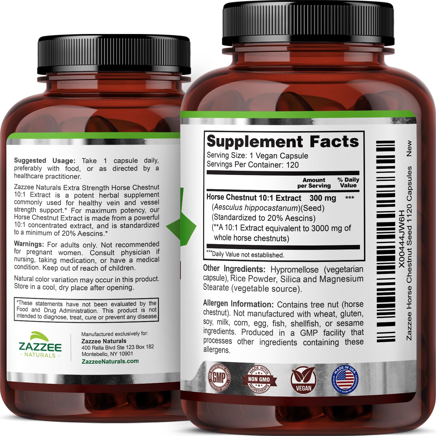 Zazzee 3000 mg per capsule claim on packaging