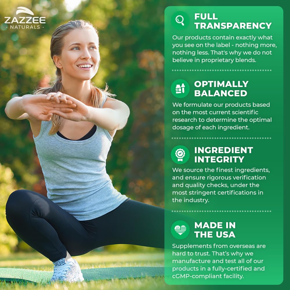 Zazzee vegan capsules in bottle, all-natural non-GMO formulation