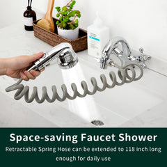 ZCONIEY faucet-to-shower diverter shows easy water routing from faucet to hand shower.