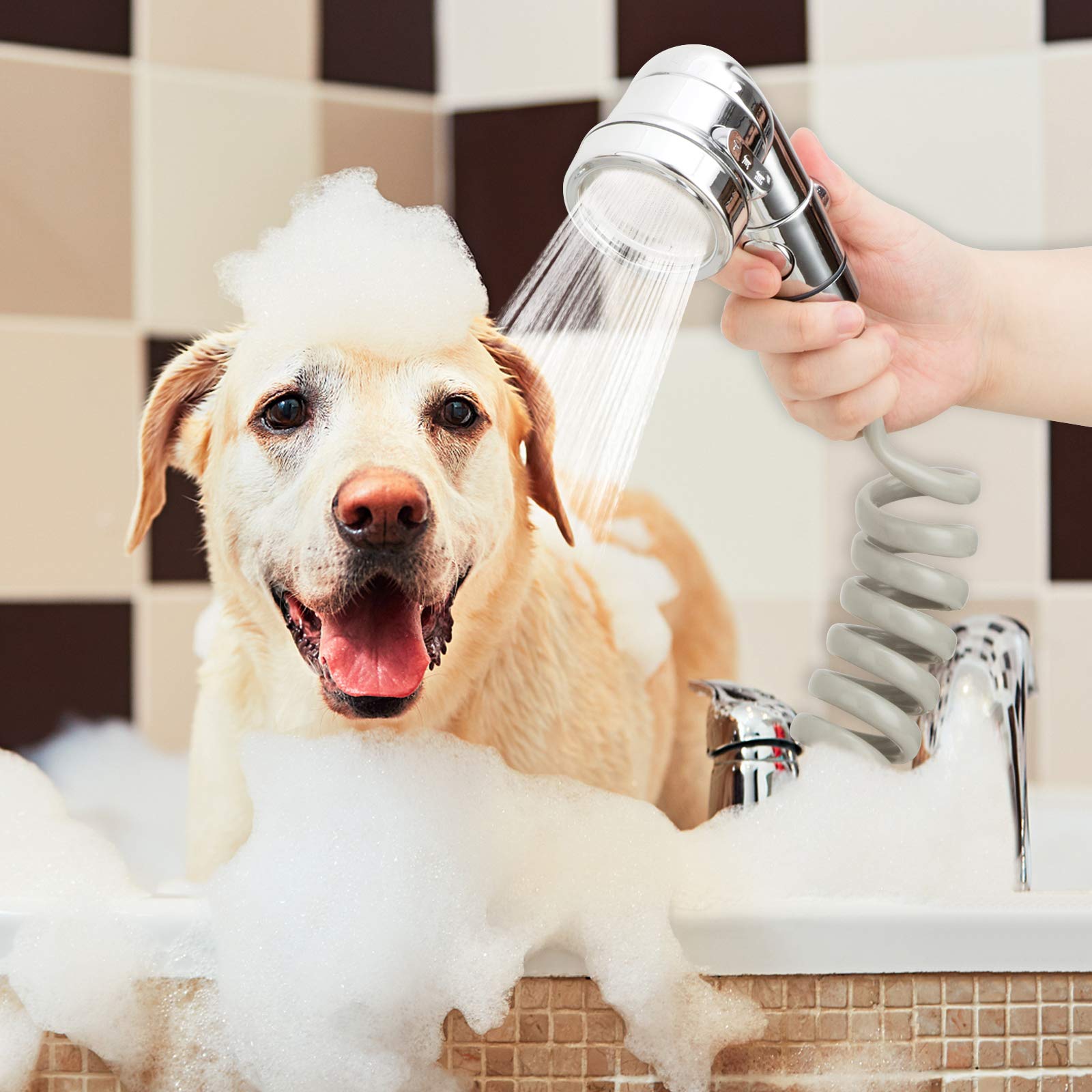 ZCONIEY stretchable 3m hose offers flexible reach for tub and shower cleaning.