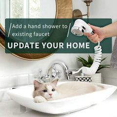 ZCONIEY stretchable coil hose reaches tub and sink for flexible use.