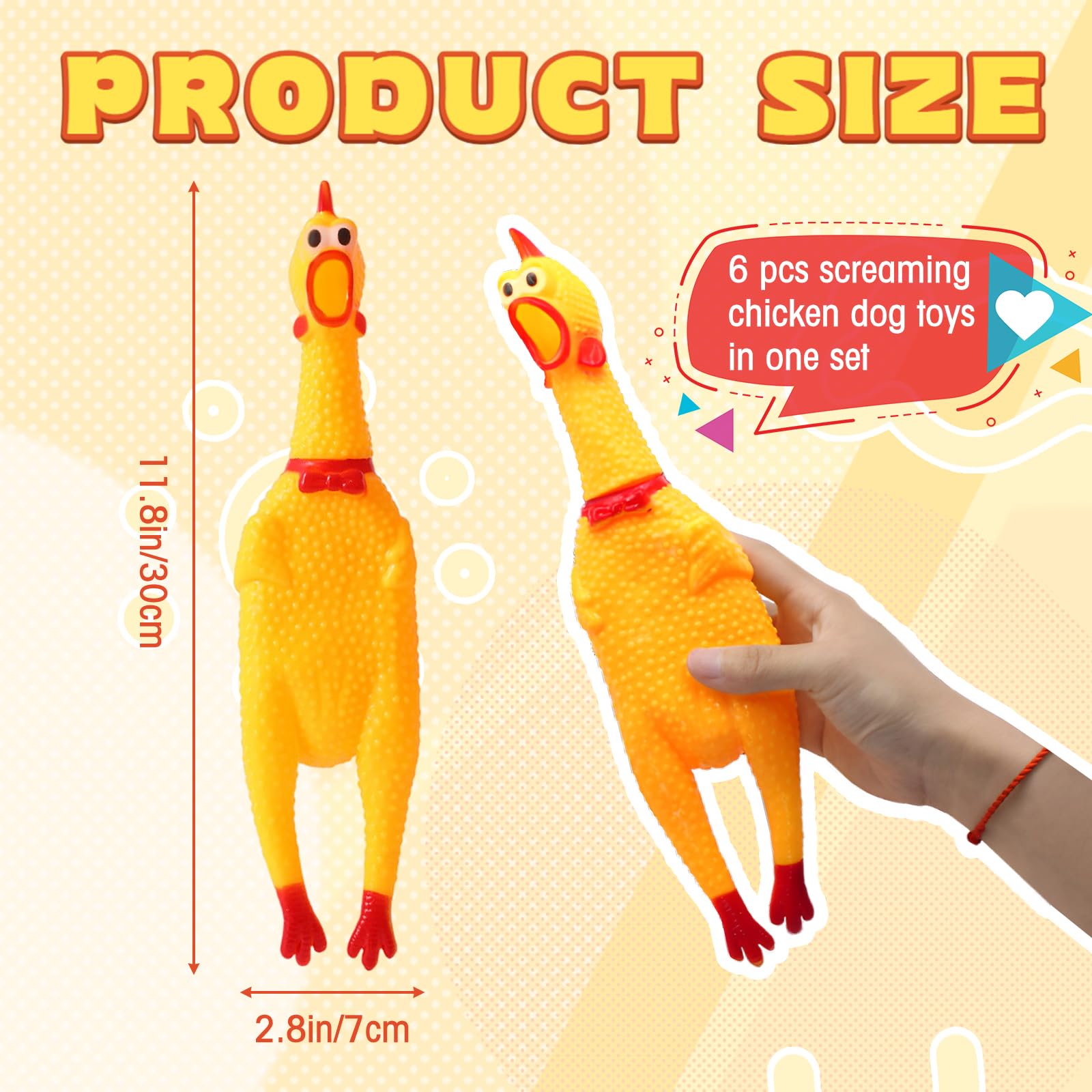 Zddaoole yellow screaming chicken, safe rubber, ideal for fetch and stress-relief play