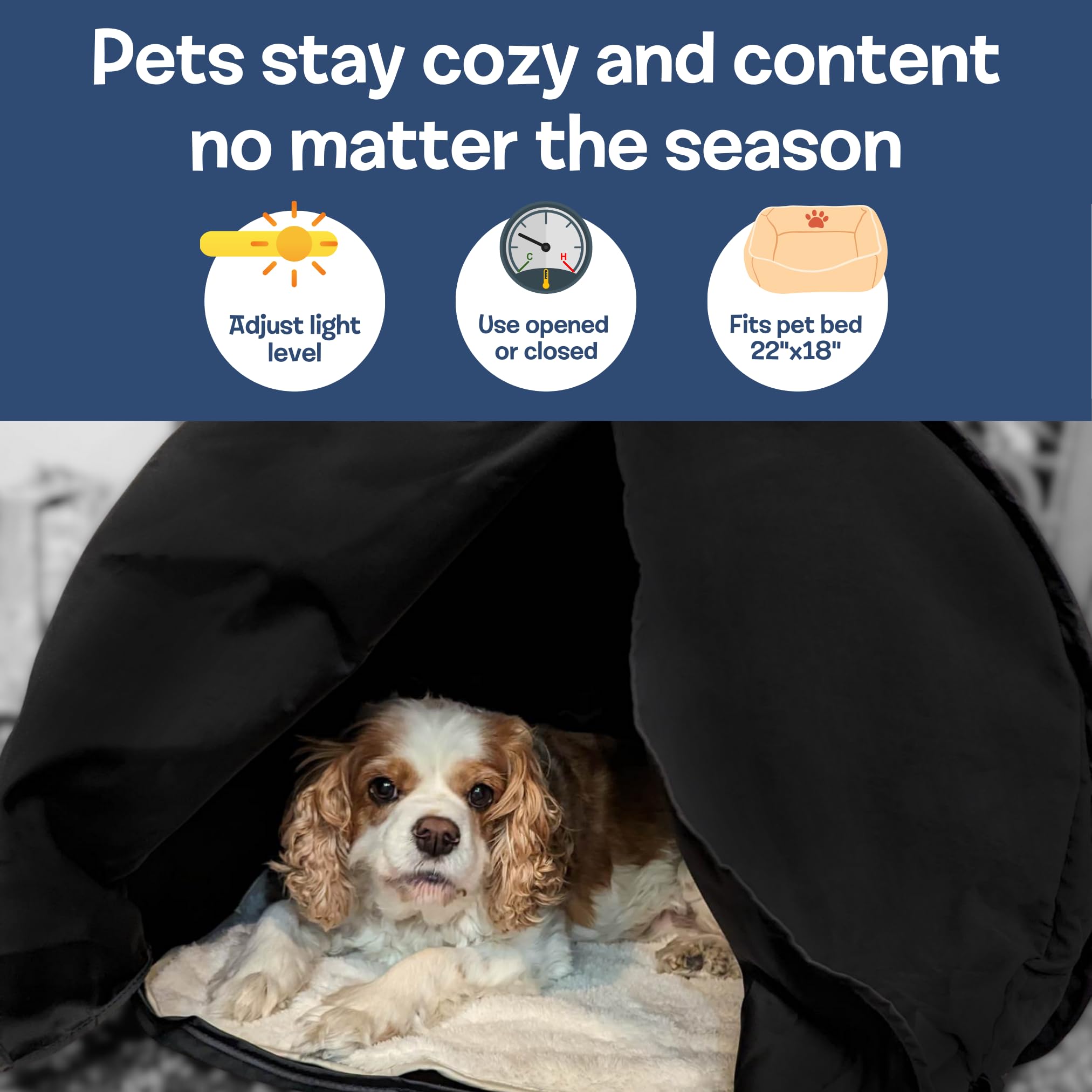 zDen plush travel pad inside the cave supports cushioned comfort during nap times.
