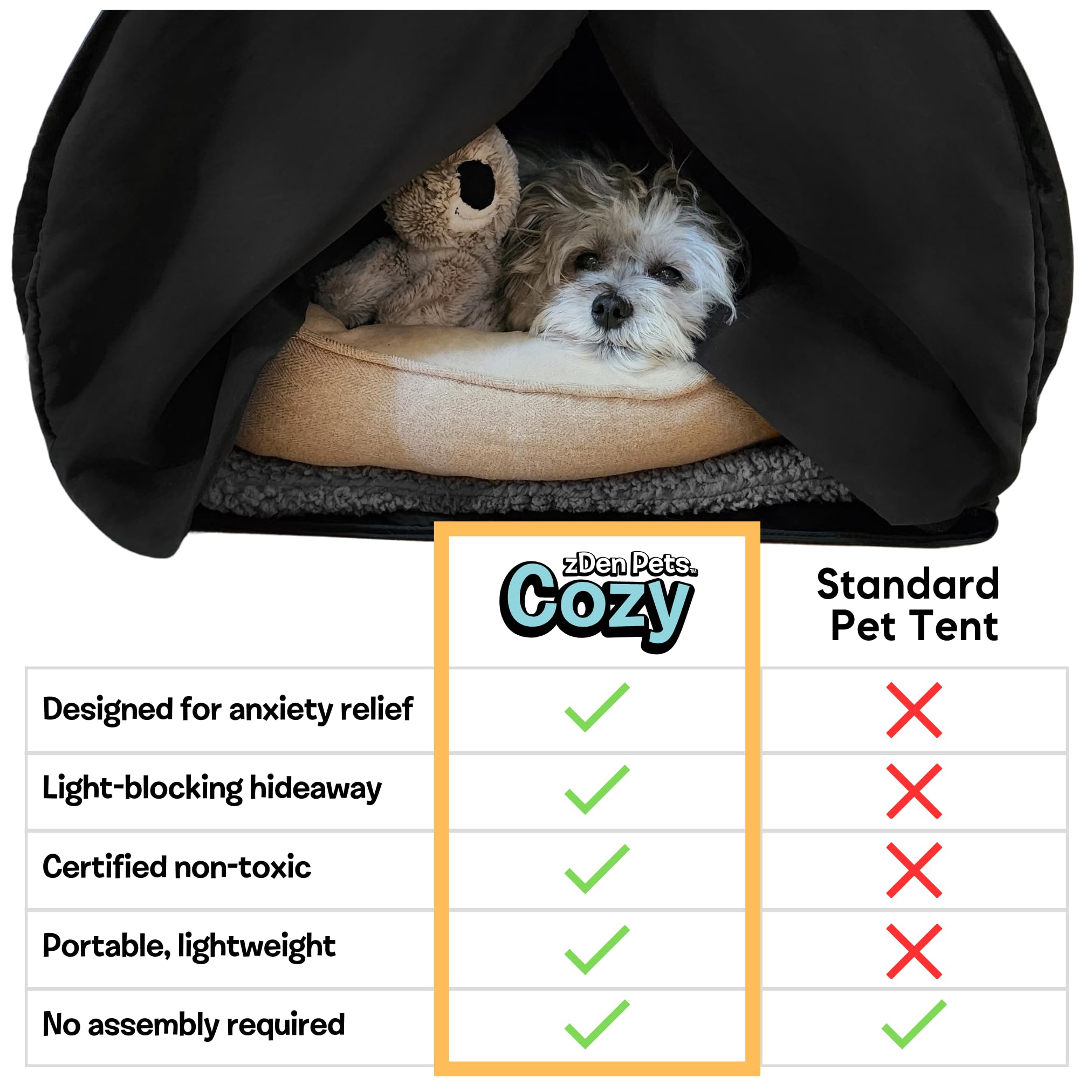 zDen outdoor-ready cat-dog enclosure tent encourages safe, cozy spaces anywhere.