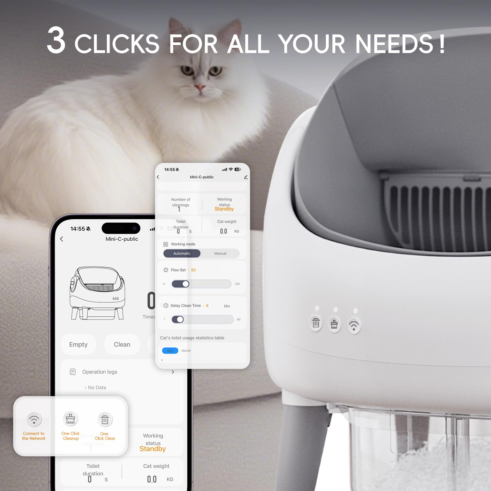 ZeaCotio large-capacity litter box fits more waste and pets.