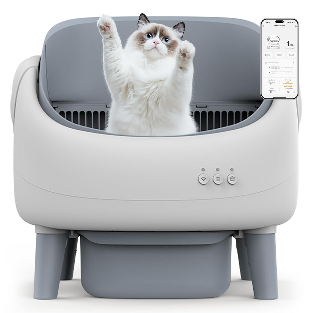 ZeaCotio open-top self-cleaning litter box main view with spacious interior for multiple cats.