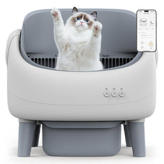 ZeaCotio open-top self-cleaning litter box main view with spacious interior for multiple cats.
