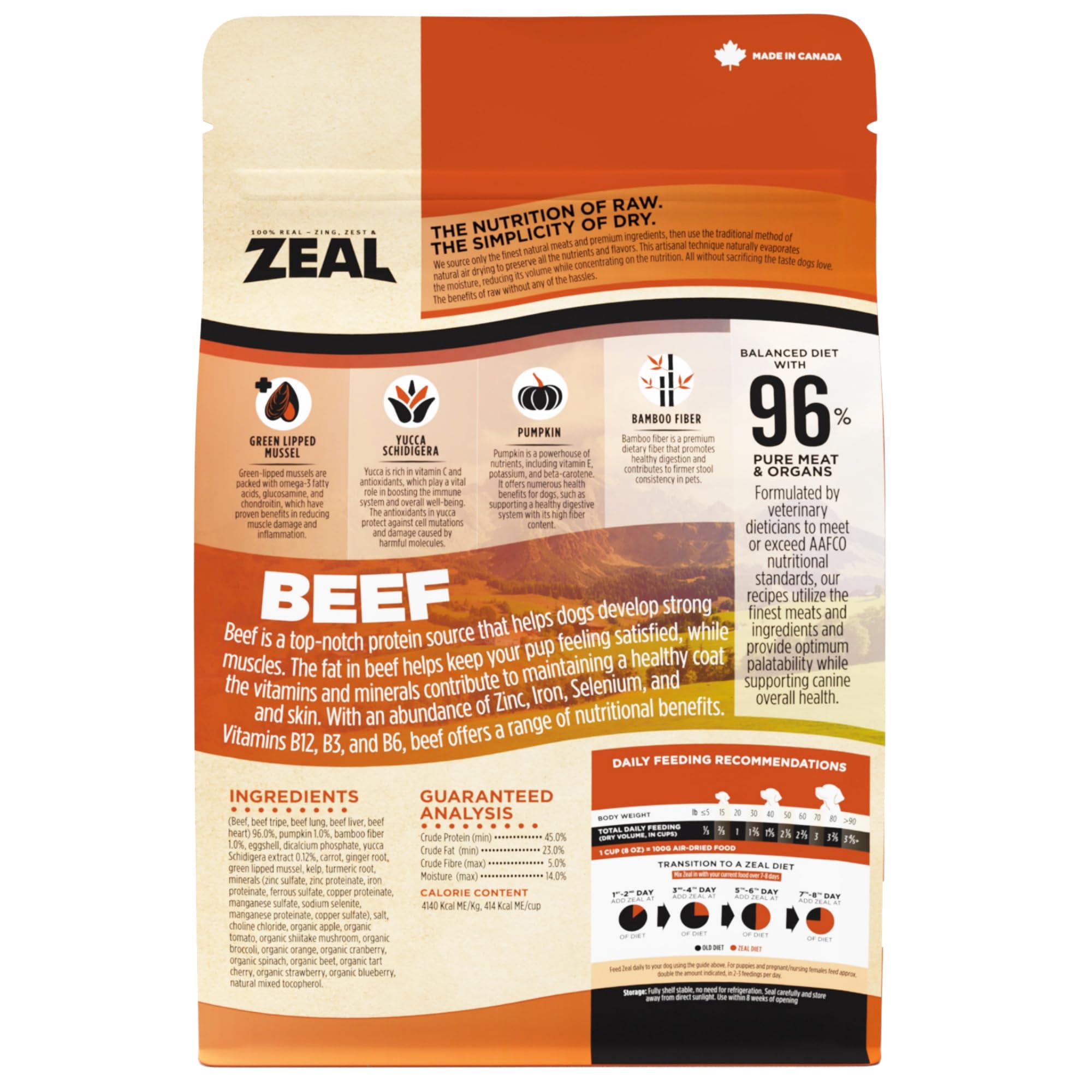 ZEAL Canada air-dried beef bowl served showcases a complete grain-free meal option.