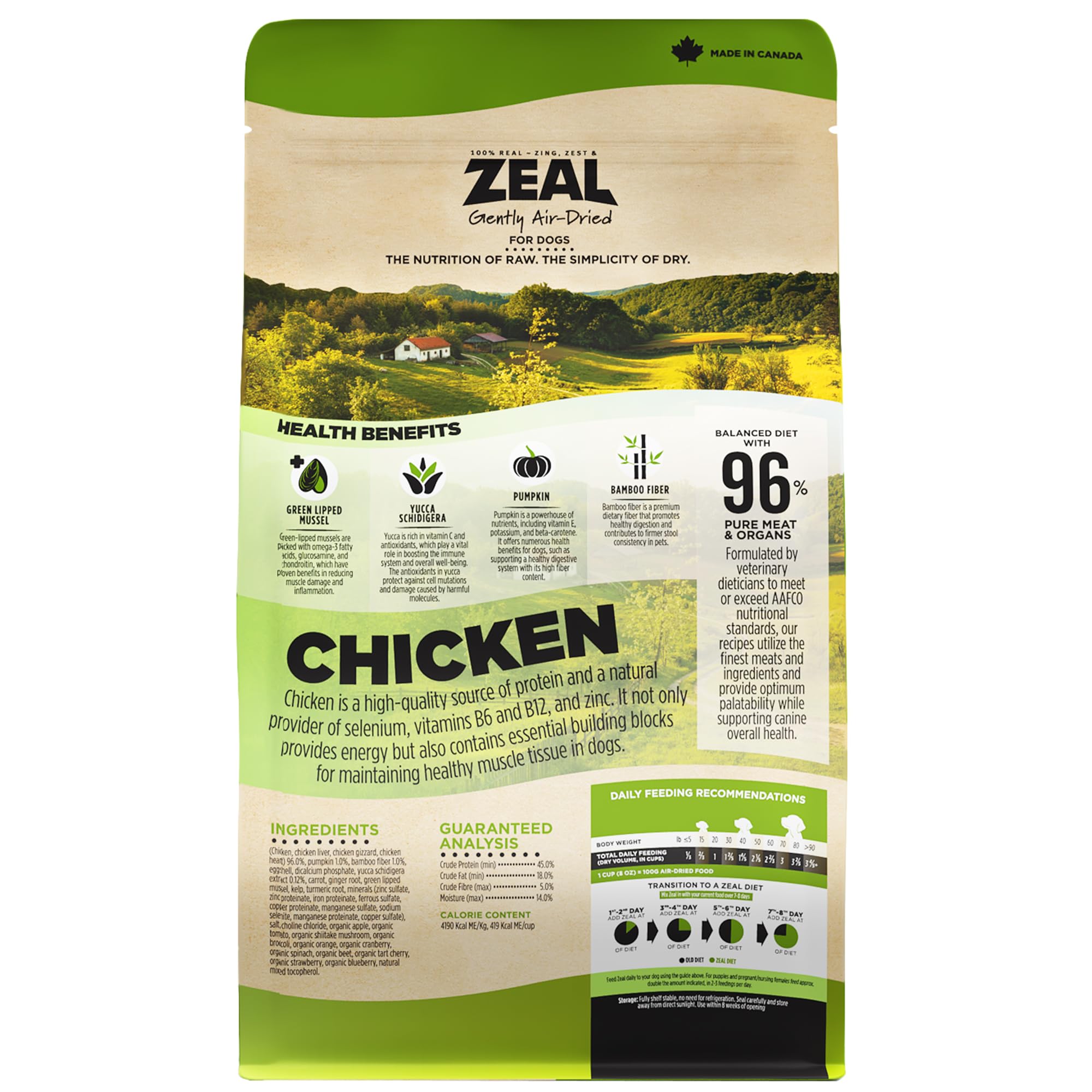 ZEAL Canada air-dried chicken bites portion in bowl ready to feed.