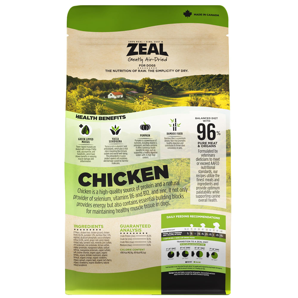 ZEAL Canada air-dried chicken bites portion in bowl ready to feed.