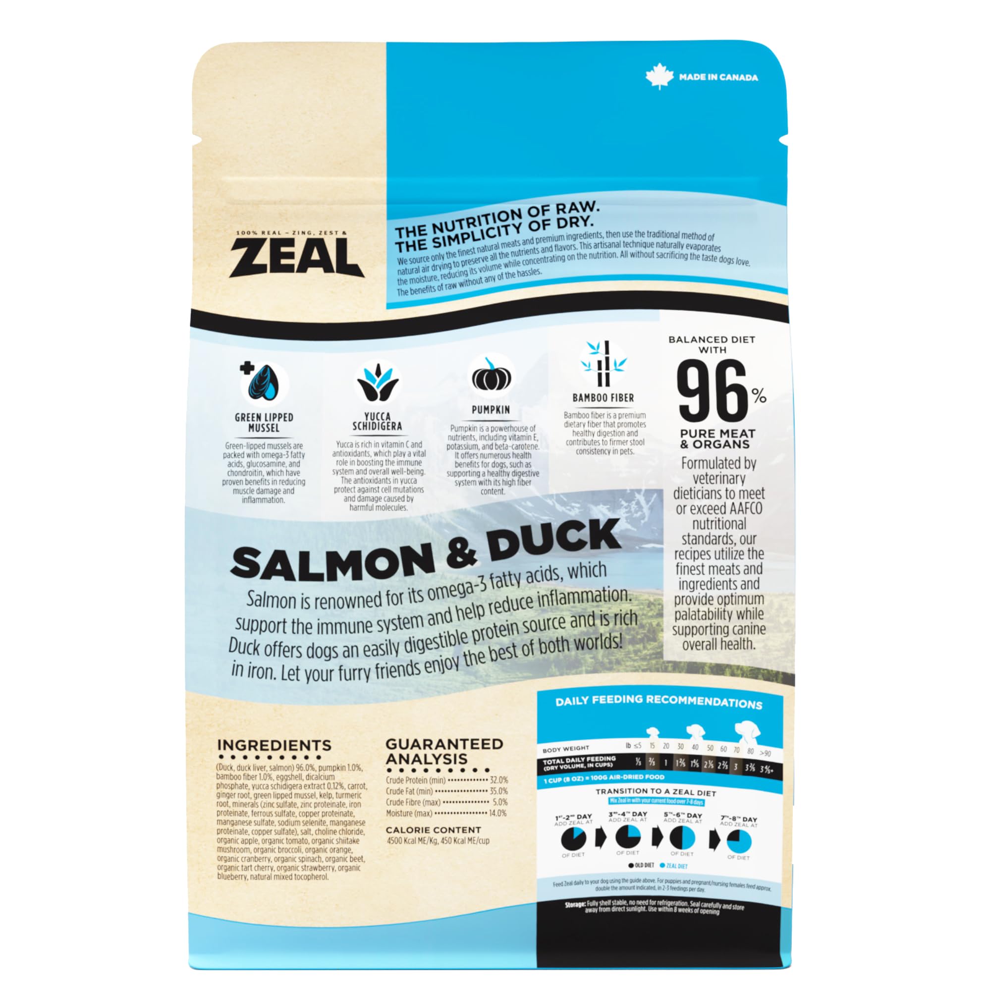 ZEAL Canada air-dried salmon-duck recipe bowl serving offers complete nutrition at mealtime