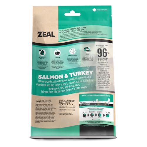 ZEAL Canada salmon-turkey ingredients krill illustration emphasizes omega-3 support.
