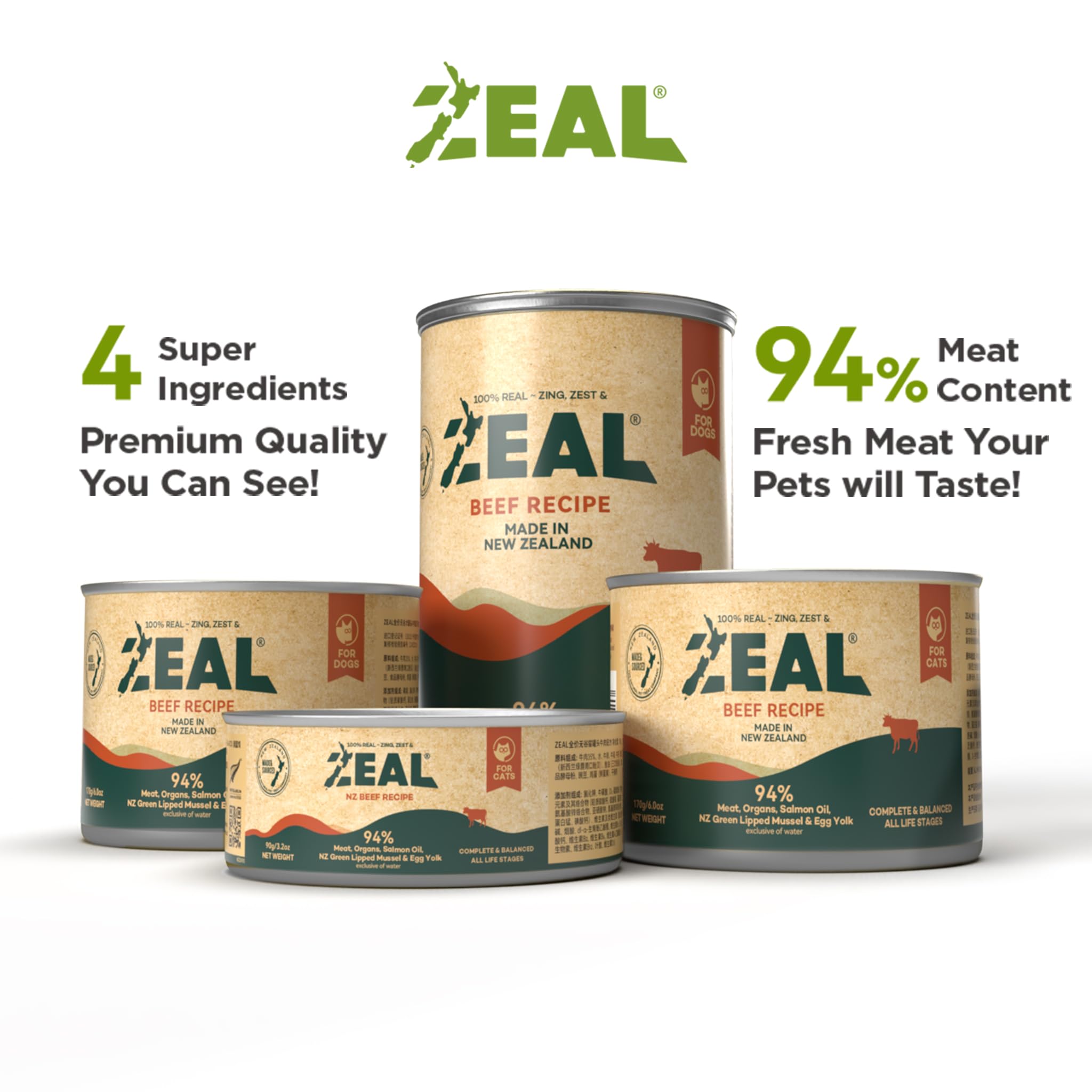 ZEAL New Zealand superfoods ingredients - supports joints, coat, and digestion.