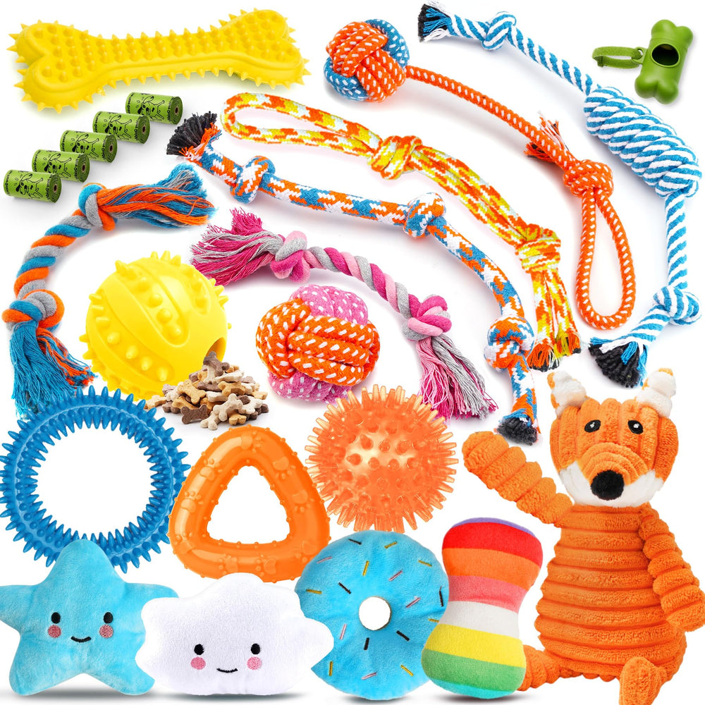 Zeaxuie 23pack teething rope toy closeup demonstrates durable chewing for teething puppies