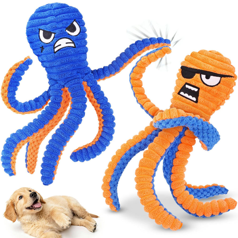 Zeaxuie crinkle octopus toy front view for aggressive chewers with engaging design