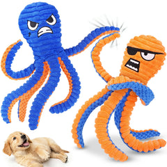Zeaxuie crinkle octopus toy front view for aggressive chewers with engaging design