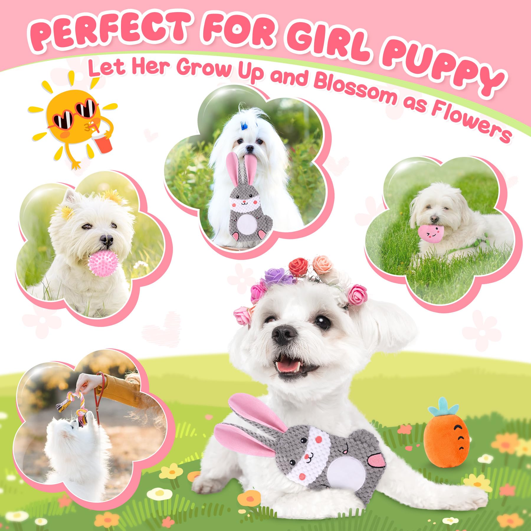 Zeaxuie bunny teether with long ears for gentle tug-of-war bonding