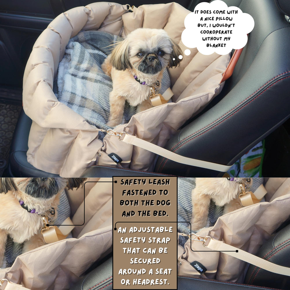 ZEPA dog car seat adjustable safety leash keeps your pet secure on road trips