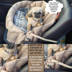 ZEPA dog car seat adjustable safety leash keeps your pet secure on road trips