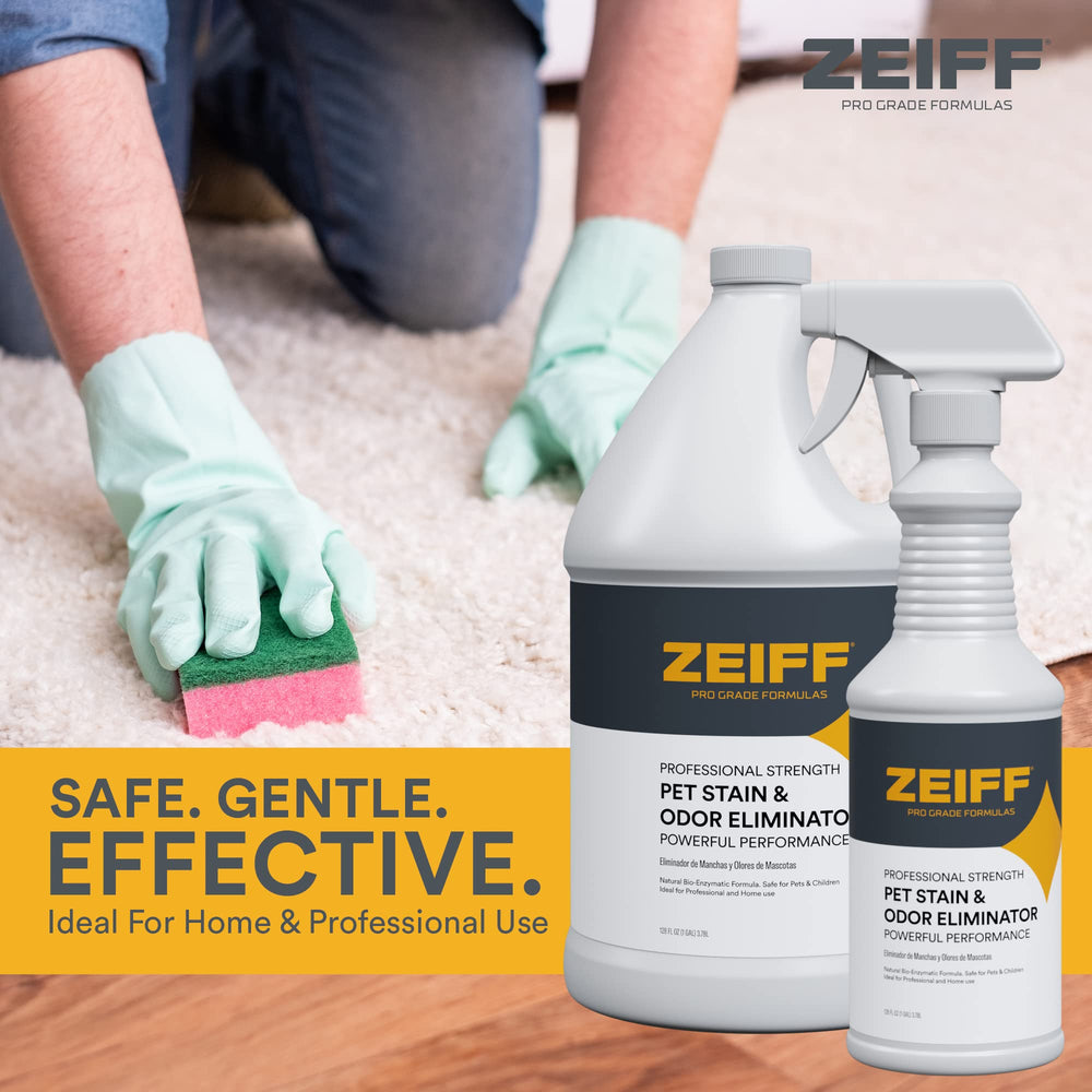 Zeiff Pet Stain and Odor Remover suitable for professional cleaning on multiple surfaces