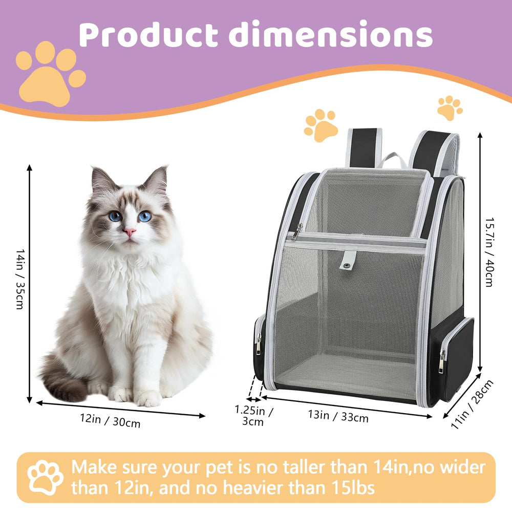 ZEJOROSE cat backpack carrier breathable mesh design promotes airflow during trips.