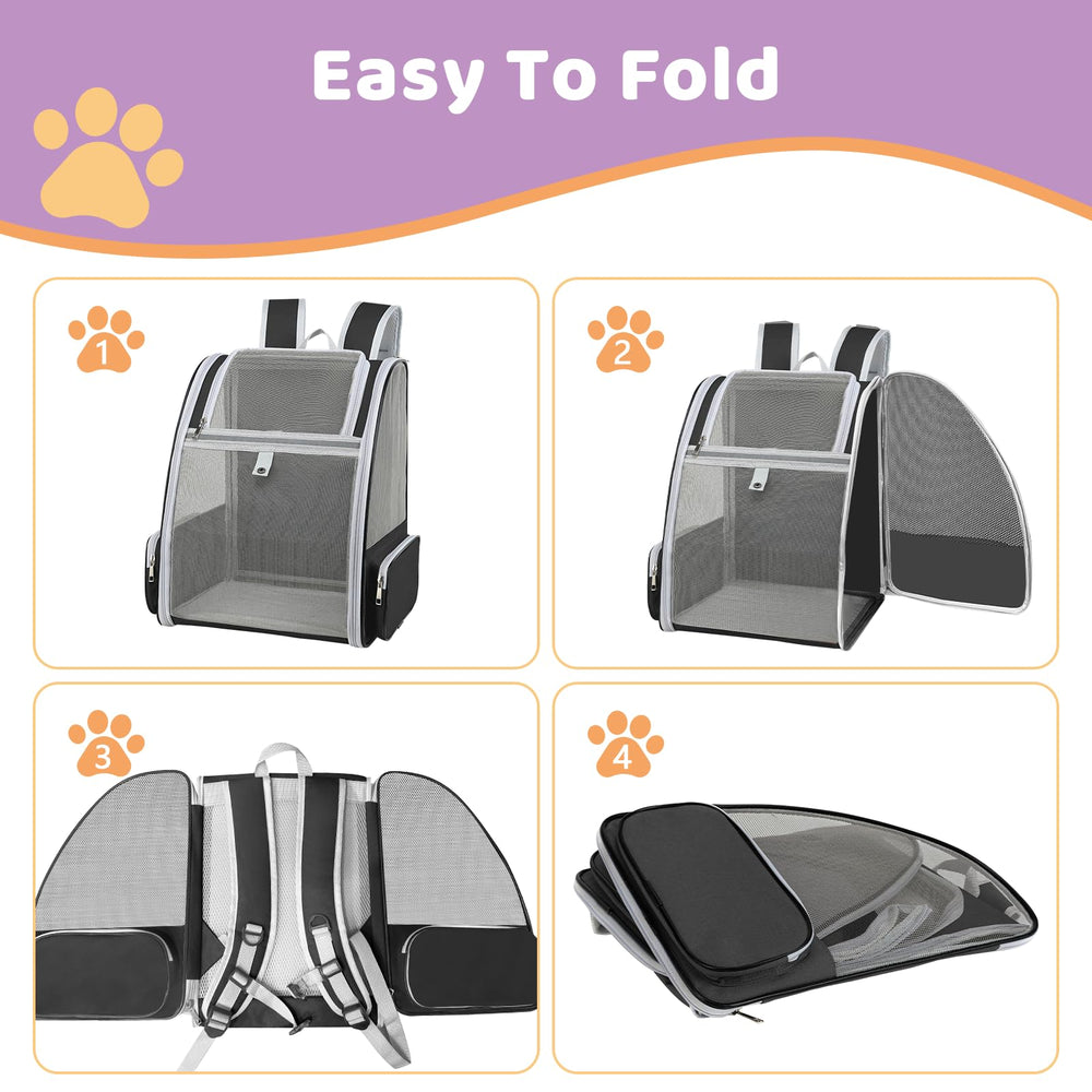 ZEJOROSE cat backpack carrier folded storage enables compact packing for trips.