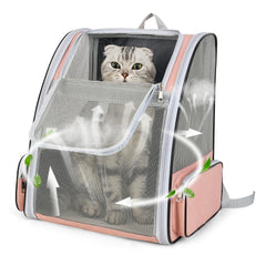 ZEJOROSE cat backpack carrier shown from the front highlighting spacious fit up to 15 lbs