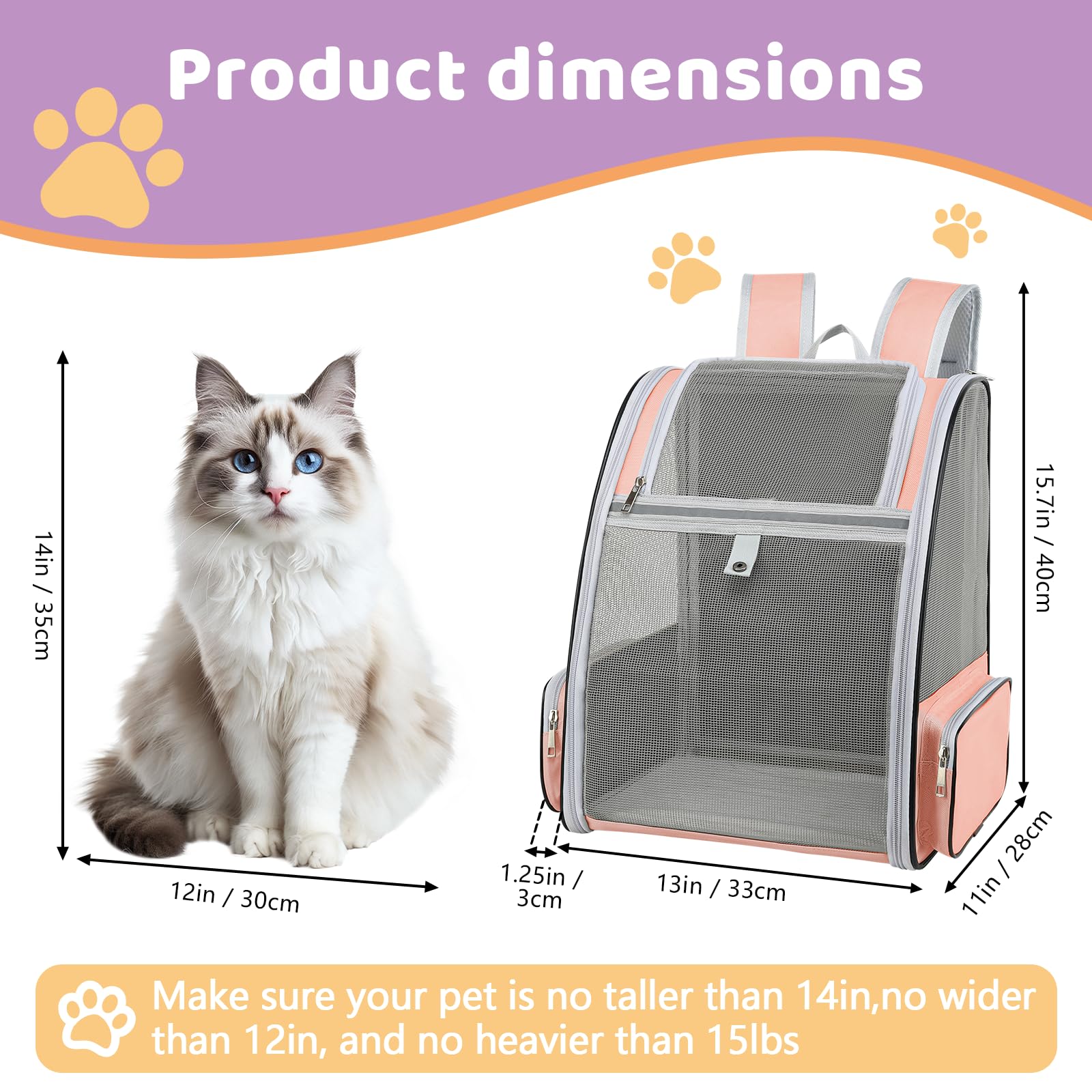 ZEJOROSE cat backpack with side doors opened for easy pet access during travel