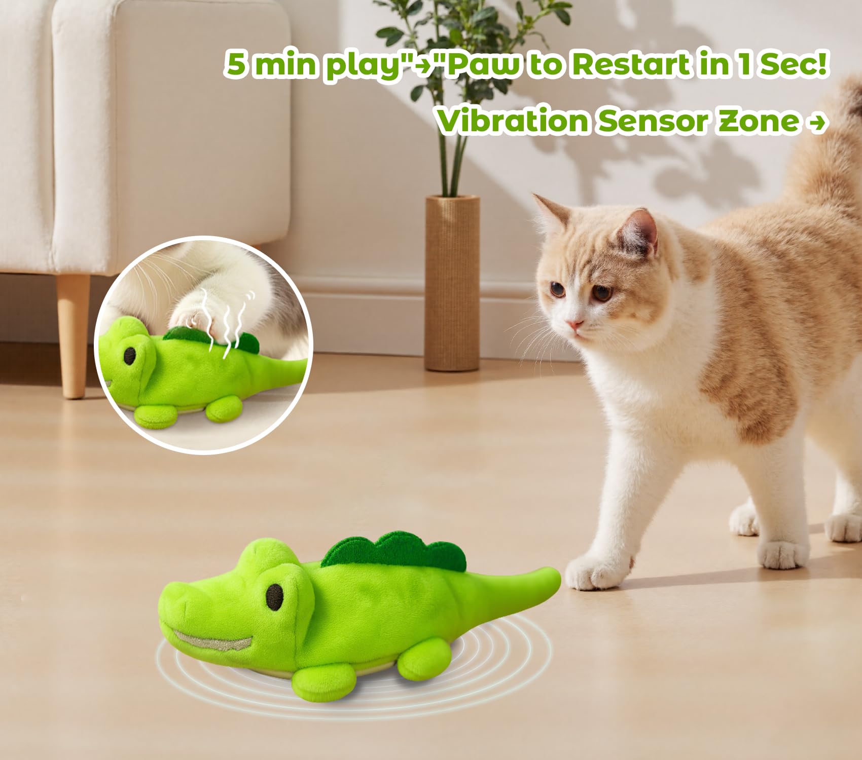 ZeLing HTL croc chase toy performing 360 motion in action to engage cats