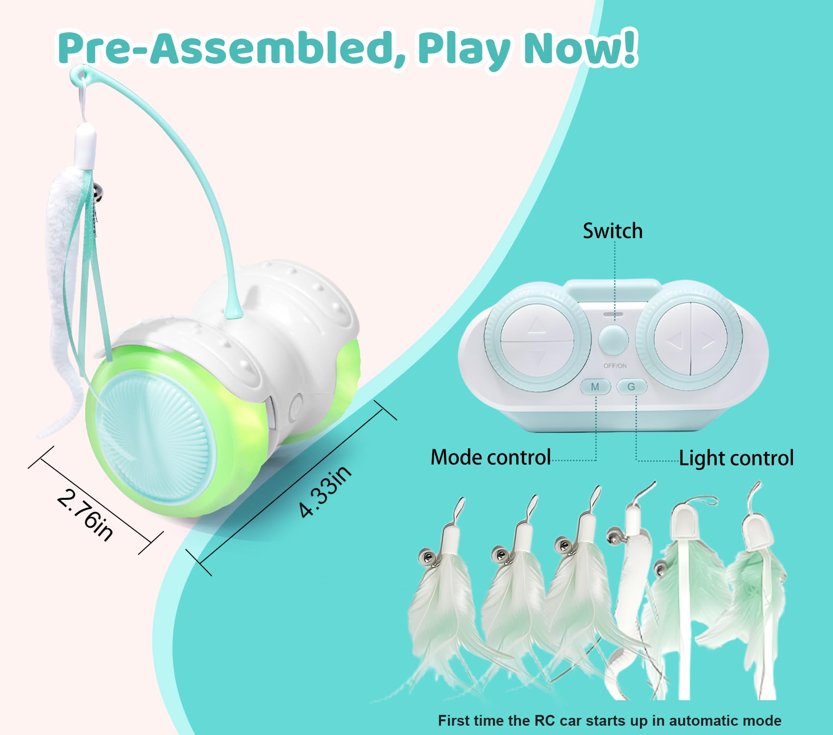 ZeLing HTL tangle-free feathers prevent messy tangles during vigorous play.