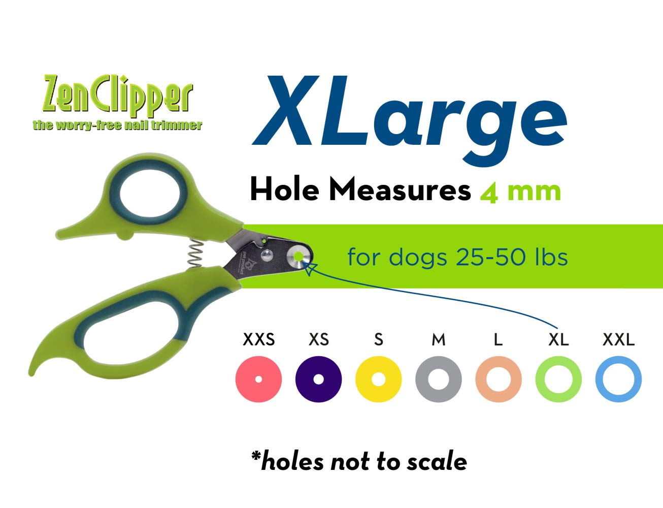 Zen Clipper 4mm hole design enables controlled trimming for large dogs
