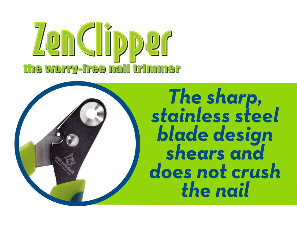 Zen Clipper stainless steel blades delivering a clean cut without crushing nails.