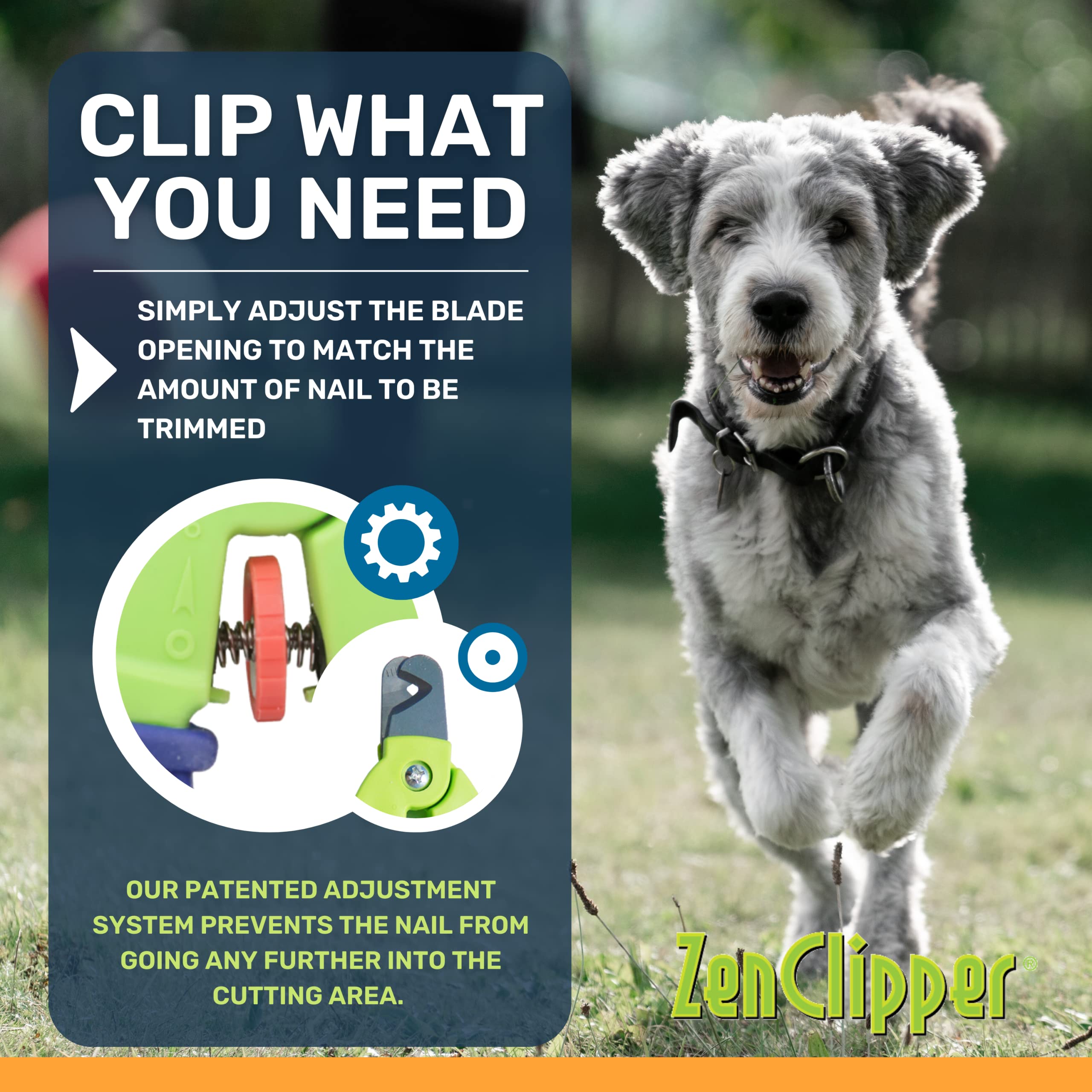 Zen Clipper Precise micro-adjust thumbwheel shown for perfect nail sizing.