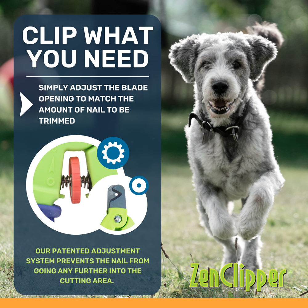 Zen Clipper Precise micro-adjustment thumbwheel sets exact nail size at each use.
