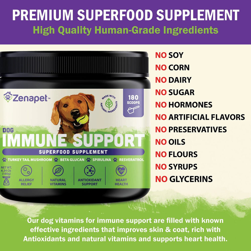 Zenapet immune topper being mixed into dog food for easy daily dosing.