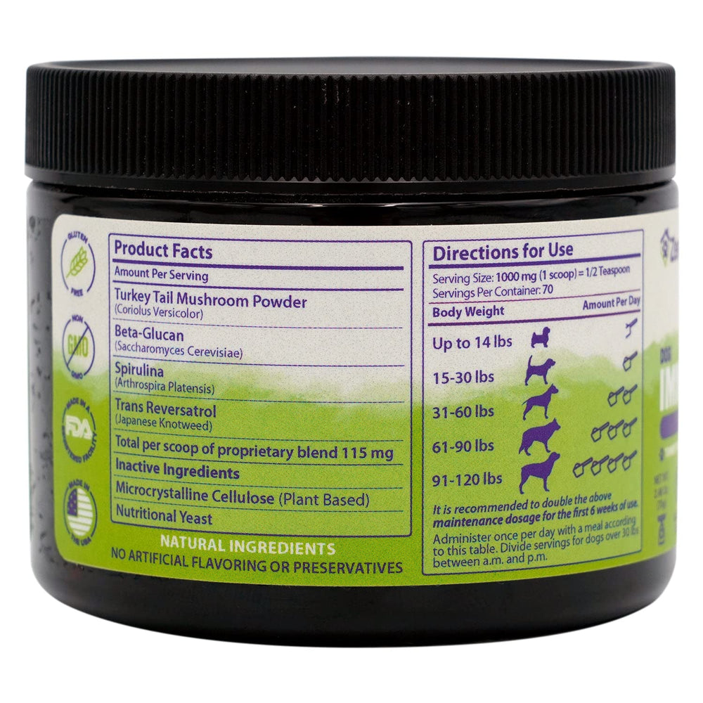 Zenapet dog immune-topper spirulina addition promotes vibrant coat and healthier digestion.
