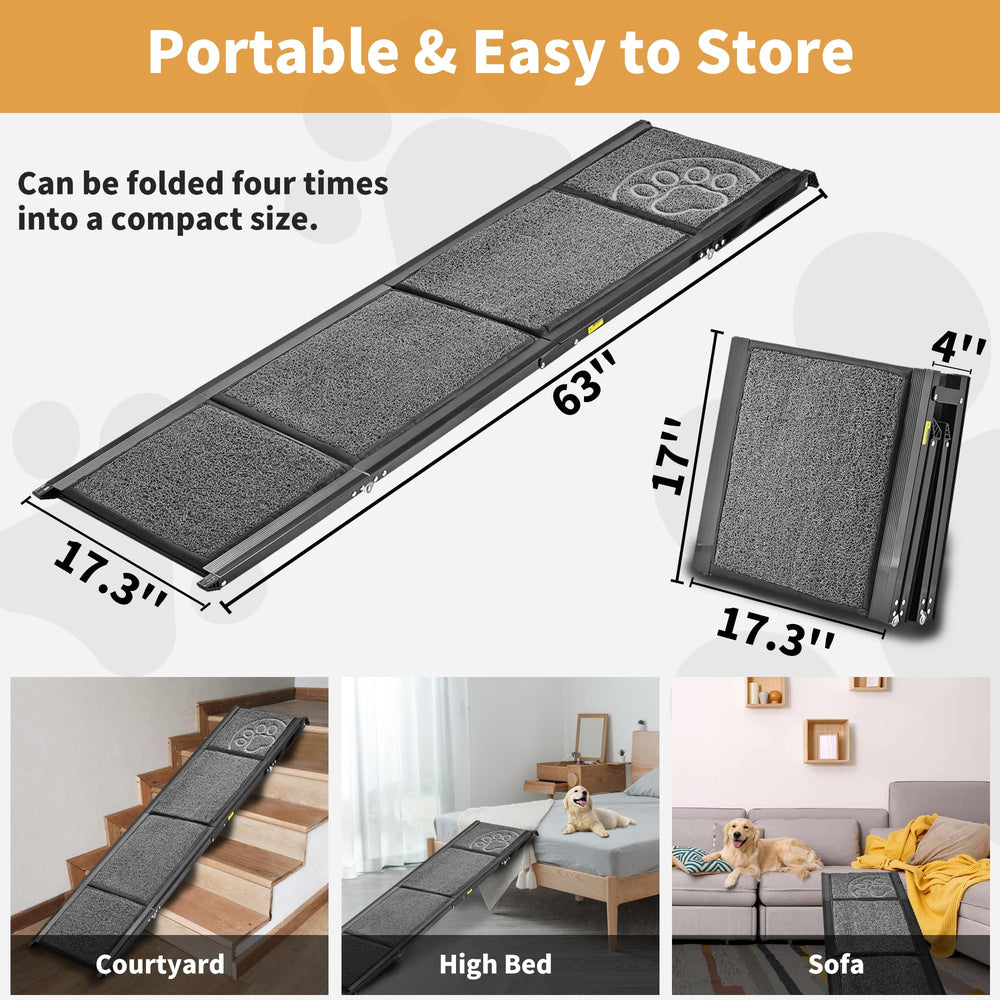 Zendova dog ramp with non-slip texture closeup helps pets grip securely.