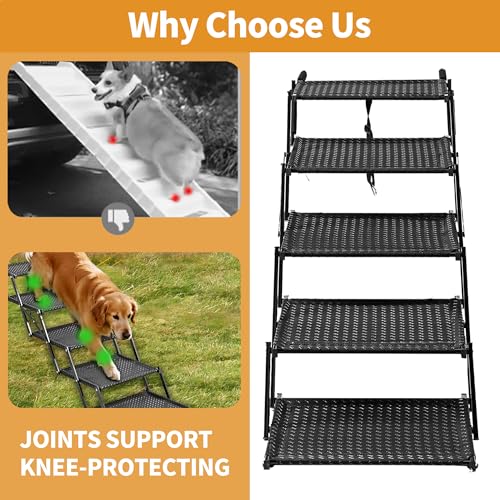 Zendova dog stairs versatile for cars, trucks, SUVs, beds, and sofas.