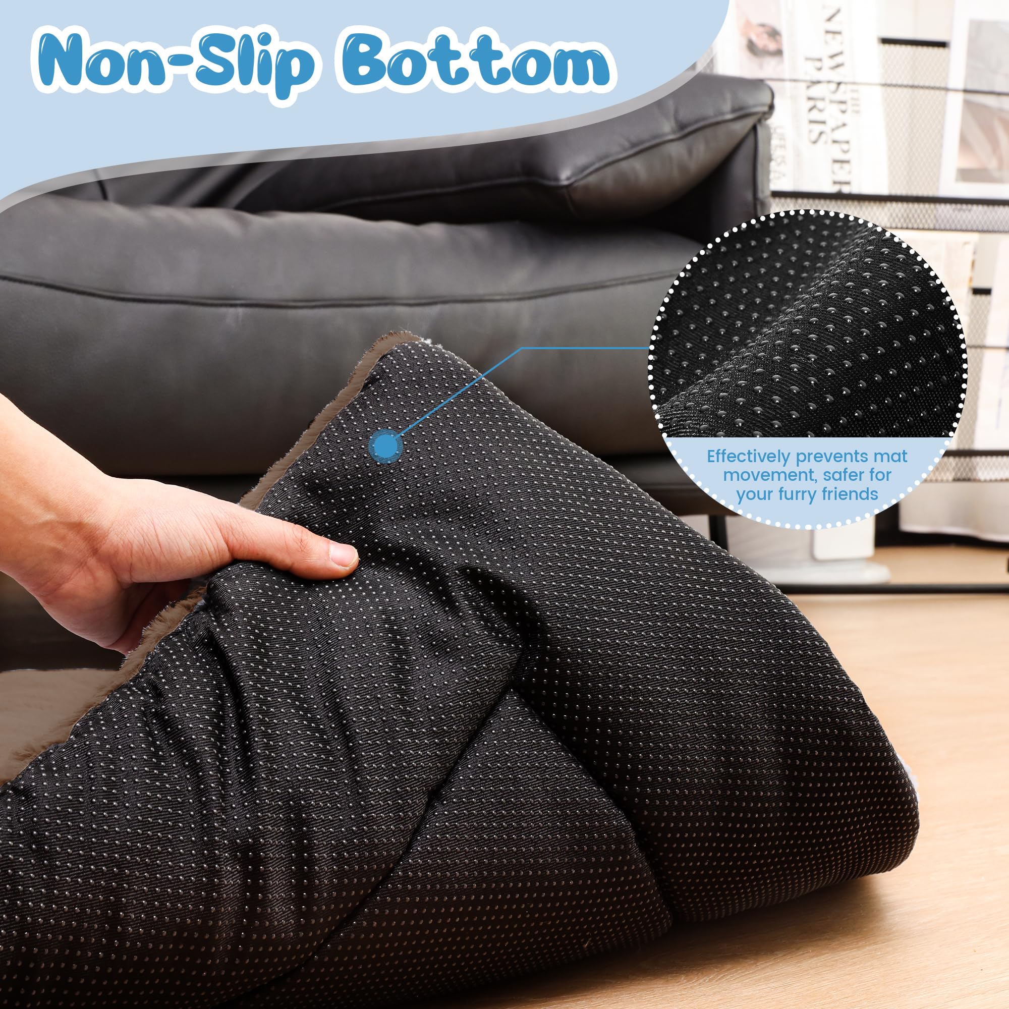ZENGAOOU dog bed curry washable-cover closeup emphasizes easy cleaning and fresh fabric.
