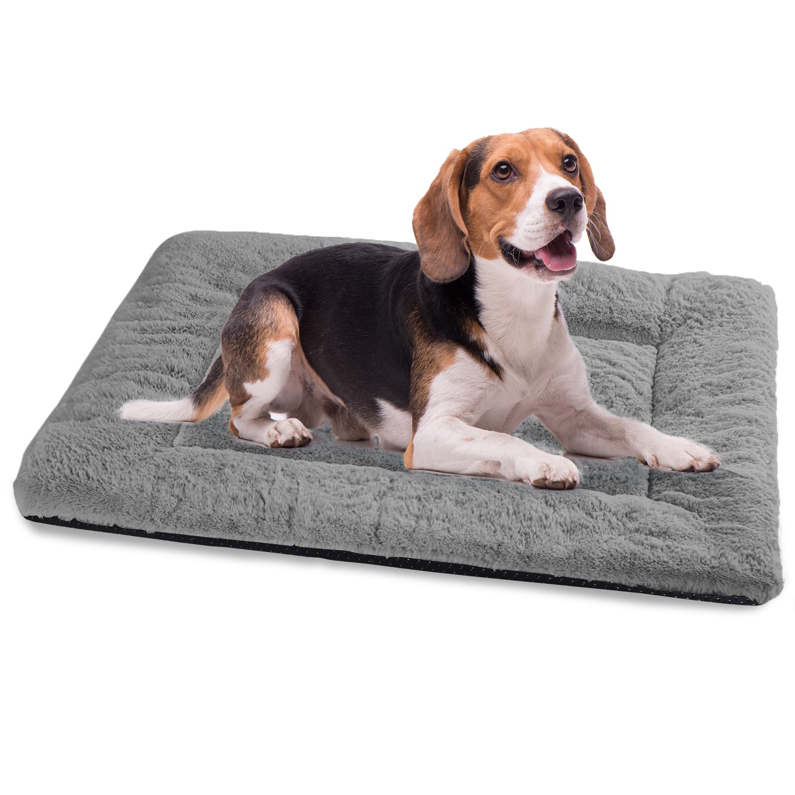 ZENGAOOU dog bed in dark grey with plush faux fur for cozy sleep