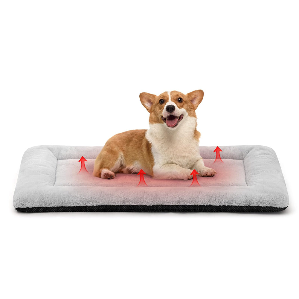 ZENGAOOU Dog Crate Pad with plush faux fur offers a cozy sleeping surface.