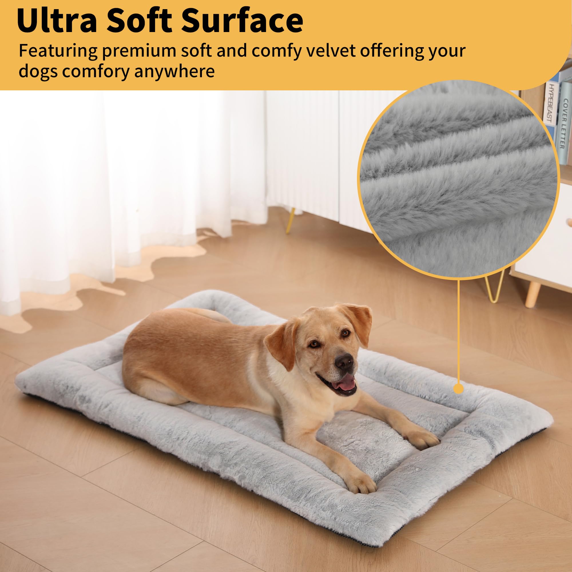 ZENGAOOU Washable Dog Crate Bed anti-slip bottom keeps large dogs safe.