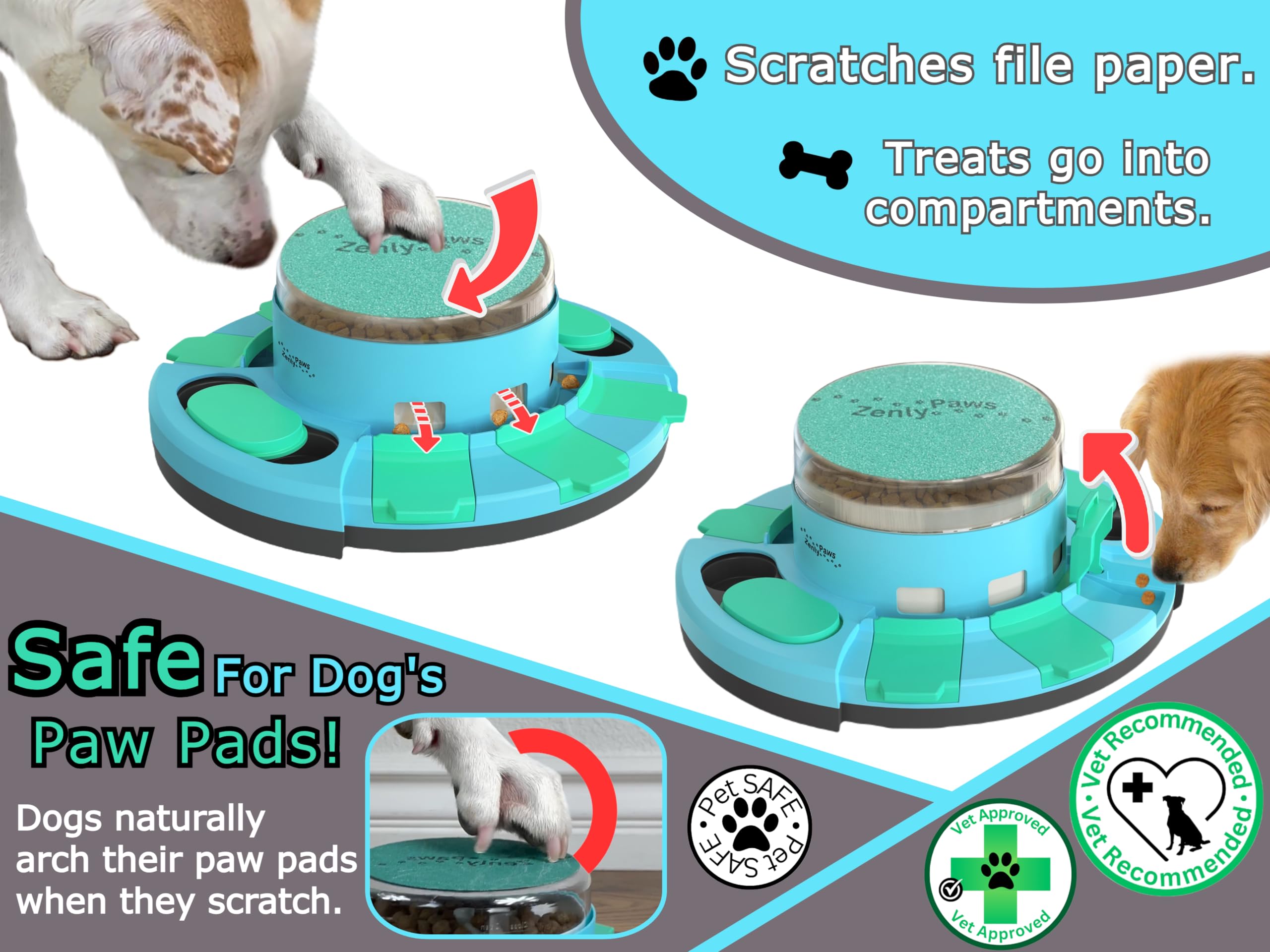 Zenly Paws Nail File Toy puzzle feeder combines brain work with grooming.