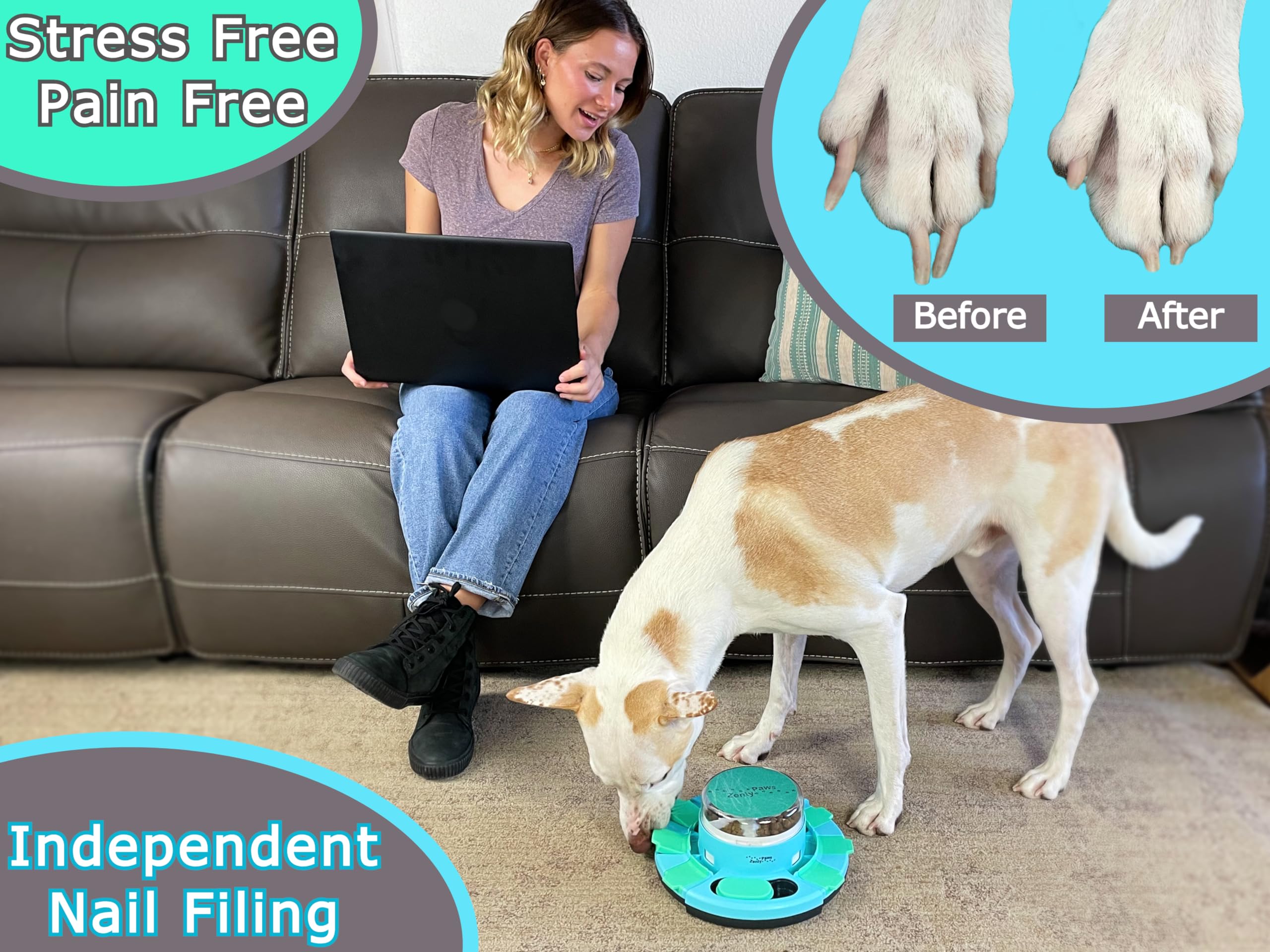 Zenly Paws Nail File Toy treat box dispenser encourages engagement during care.