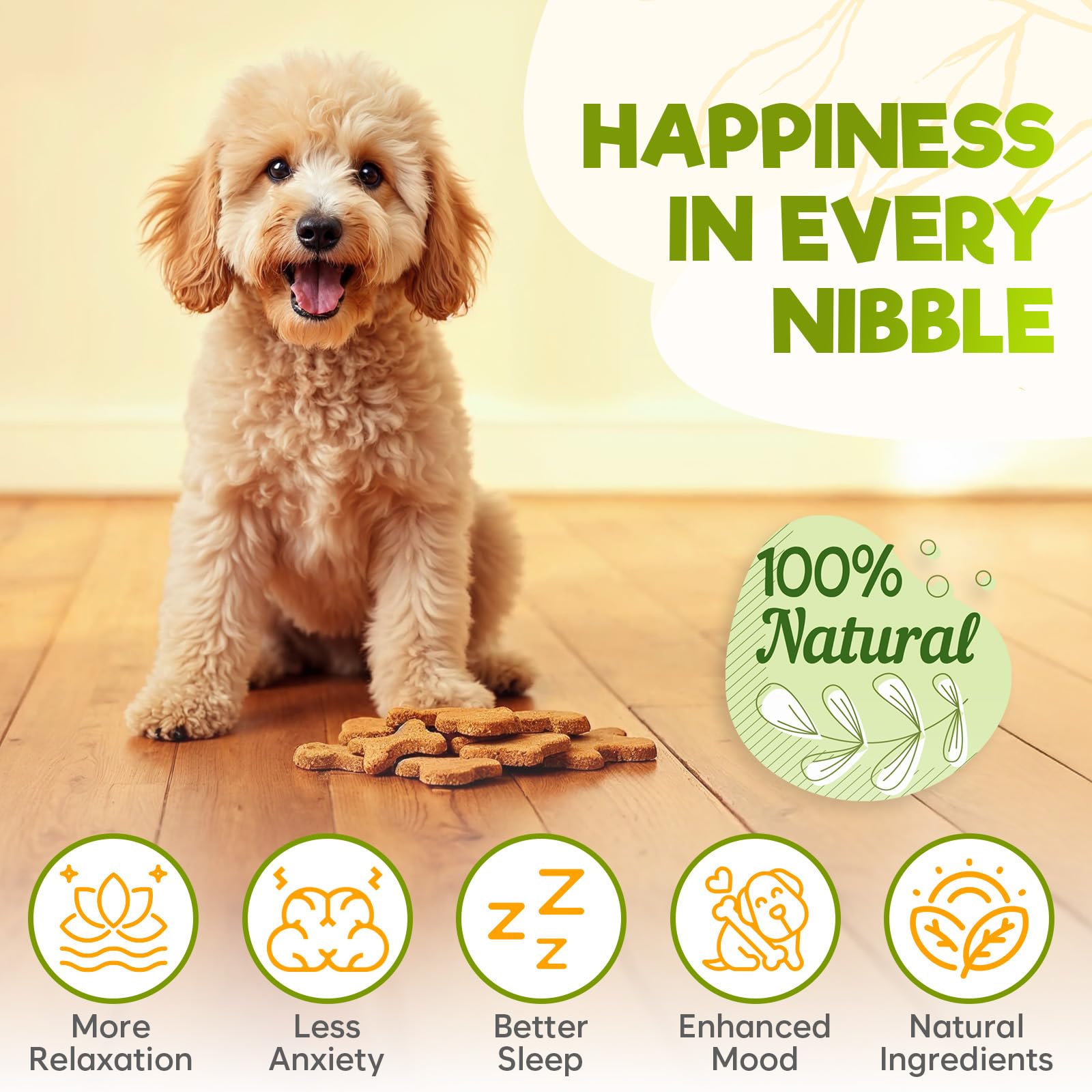 ZENO hemp calming chews beef close-up shows a tasty, calming treat for dogs.